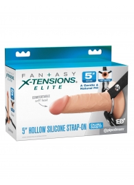 Телесный пустотелый фаллопротез 5’’ Hollow Silicone Strap-On - 14 см. - Pipedream - купить с доставкой в Севастополе