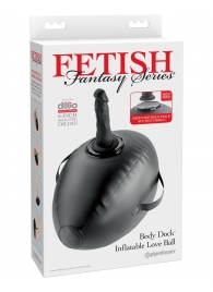 Черный надувной мяч с платформой для фиксации дилдо Body Dock Inflatable Love Ball - Pipedream - купить с доставкой в Севастополе