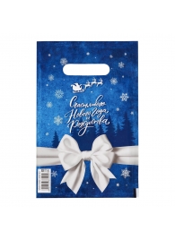 Сине-белый подарочный новогодний пакет с вырубной ручкой (20х30 см) - Сима-Ленд - купить с доставкой в Севастополе