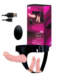 Женский страпон с 3 насадками и вибрацией - Erowoman-Eroman - купить с доставкой в Севастополе