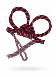 Черно-красные наручники-оковы ’’Узел-омега’’ из хлопковой веревки - Pecado - купить с доставкой в Севастополе