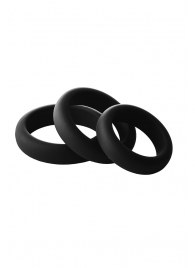 Набор из 3 черных эрекционных колец Smooth Silicone Cockring Pack - Dream Toys - в Севастополе купить с доставкой