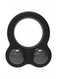 Черное эрекционное кольцо с утяжелителями Cockring Dual Weight - Dream Toys - в Севастополе купить с доставкой