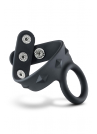 Черное эрекционное кольцо с подхватом мошонки на кнопках VS6 - Blush Novelties - в Севастополе купить с доставкой