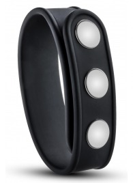 Черное эрекционное кольцо на кнопках - Blush Novelties - в Севастополе купить с доставкой