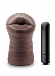 Коричневый мастурбатор-ротик Krystal Vibrating Masturbator - Blush Novelties - в Севастополе купить с доставкой