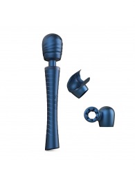 Синий вибромассажёр с насадками Man.wand Edgy - Manwan - в Севастополе купить с доставкой