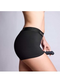 Черные трусики-боксеры для фиксации насадок Strap-on-me Harness Lingerie Allure - size M - Strap-on-me - купить с доставкой в Севастополе