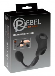 Черное виброкольцо с анальной пробкой Cock Ring with RC Butt Plug - Orion - в Севастополе купить с доставкой