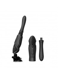 Черная секс-машина с функцией нагрева, насадками и присоской Sesh - Zalo - купить с доставкой в Севастополе