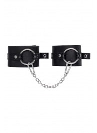 Черные оковы из толстой кожи с люверсами - Pecado - купить с доставкой в Севастополе
