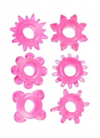 Набор из 6 розовых эрекционных колец с различным рельефом - Erowoman-Eroman - в Севастополе купить с доставкой