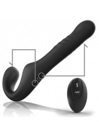 Черный безремневой страпон с вибрацией и возвратно-поступательными движениями - 24 см. - Ibiza - купить с доставкой в Севастополе