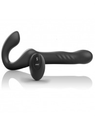 Черный безремневой страпон с вибрацией и возвратно-поступательными движениями - 24 см. - Ibiza - купить с доставкой в Севастополе