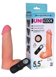 Фаллическая насадка Харнесс UNICOCK 5,5  с вибрацией - 17 см. - LOVETOY (А-Полимер) - купить с доставкой в Севастополе