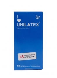 Классические презервативы Unilatex Natural Plain - 12 шт. + 3 шт. в подарок - Unilatex - купить с доставкой в Севастополе