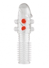 Гелевая прозрачная насадка с шариками и шипами - 14 см. - Toyfa Basic - в Севастополе купить с доставкой