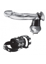 Утяжка на пенис и мошонку Cock Ring With 1.5  Ball Stretcher And Optional Weight Ring - BlueLine - купить с доставкой в Севастополе