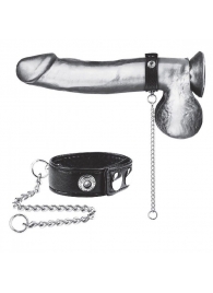 Утяжка на пенис с поводком Snap Cock Ring With 12  Leash - BlueLine - купить с доставкой в Севастополе