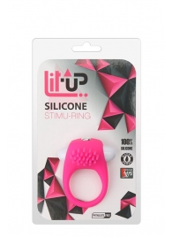 Розовое эрекционное кольцо с щеточкой LIT-UP SILICONE STIMU RING 5 - Dream Toys - в Севастополе купить с доставкой