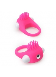 Розовое эрекционное кольцо с щеточкой LIT-UP SILICONE STIMU RING 5 - Dream Toys - в Севастополе купить с доставкой