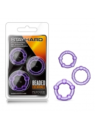 Набор из 3 фиолетовых эрекционных колец Stay Hard Beaded Cockrings - Blush Novelties - в Севастополе купить с доставкой