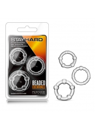 Набор из 3 прозрачных эрекционных колец Stay Hard Beaded Cockrings - Blush Novelties - в Севастополе купить с доставкой