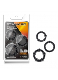 Набор из 3 чёрных эрекционных колец Stay Hard Beaded Cockrings - Blush Novelties - в Севастополе купить с доставкой