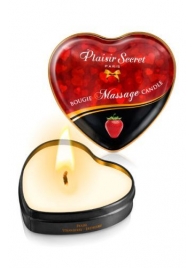 Массажная свеча с ароматом клубники Bougie Massage Candle - 35 мл. - Plaisir Secret - купить с доставкой в Севастополе