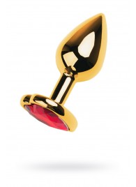 Золотистая анальная пробка с кристаллом-сердцем - 7,5 см. - ToyFa - купить с доставкой в Севастополе