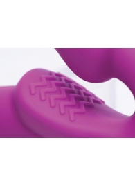 Ярко-розовый безремневой вибрострапон Evoke Vibrating Strapless Silicone Strap-on Dildo - XR Brands - купить с доставкой в Севастополе