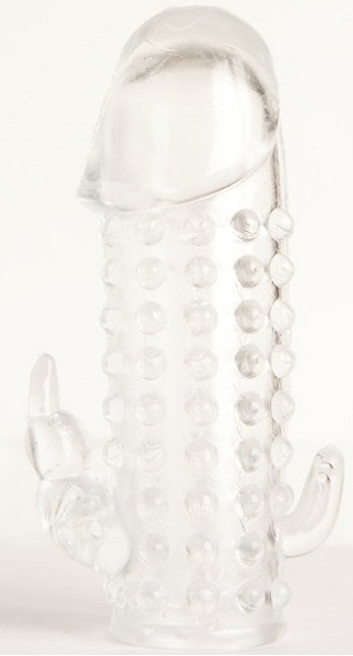 Гелевая прозрачная насадка с 2 отростками - 13 см. - Toyfa Basic - в Севастополе купить с доставкой