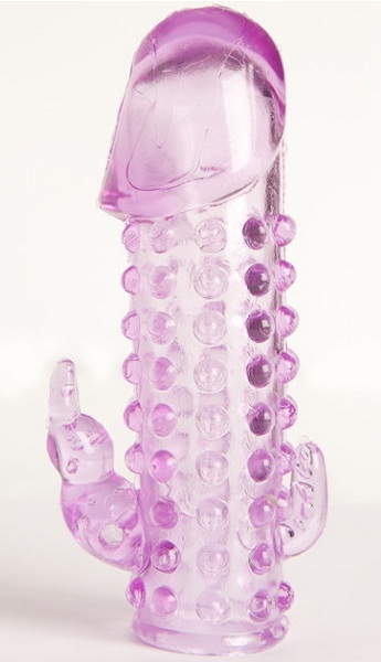 Закрытая фиолетовая насадка с 2 отростками - 13 см. - Toyfa Basic - в Севастополе купить с доставкой