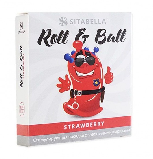 Стимулирующий презерватив-насадка Roll   Ball Strawberry - Sitabella - купить с доставкой в Севастополе