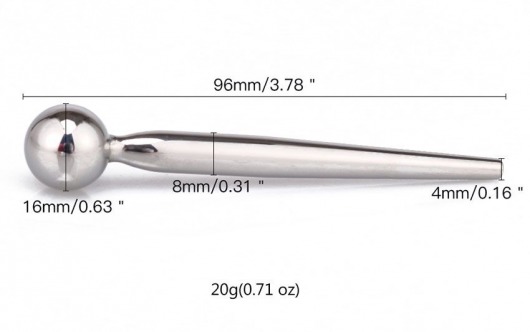 Гладкий металлический уретральный плаг с шариком - 9,6 см. - Notabu - купить с доставкой в Севастополе