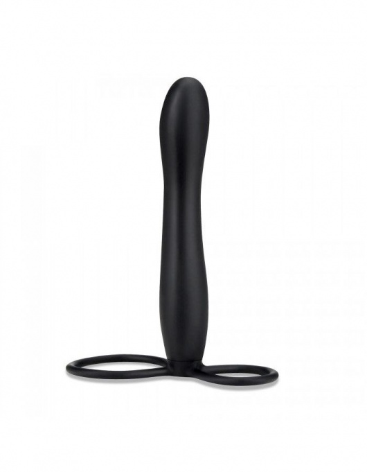 Черная насадка на пенис для двойной стимуляции Mojo BlackJack - 15 см. - Seven Creations - в Севастополе купить с доставкой