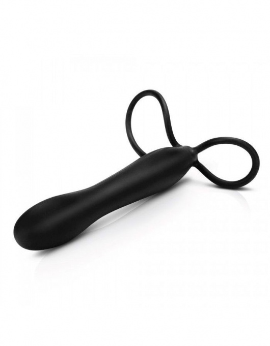 Черная насадка на пенис для двойной стимуляции Mojo BlackJack - 15 см. - Seven Creations - в Севастополе купить с доставкой