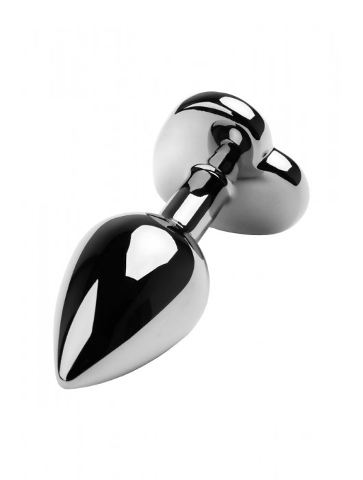 Серебристая коническая анальная пробка с красным кристаллом-сердечком - 7 см. - ToyFa - купить с доставкой в Севастополе