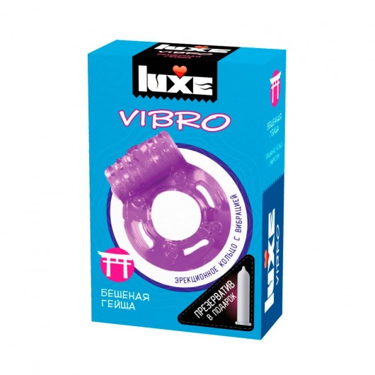 Фиолетовое эрекционное виброкольцо Luxe VIBRO  Бешеная гейша  + презерватив - Luxe - в Севастополе купить с доставкой