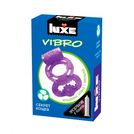 Фиолетовое эрекционное виброкольцо Luxe VIBRO  Секрет Кощея  + презерватив - Luxe - в Севастополе купить с доставкой