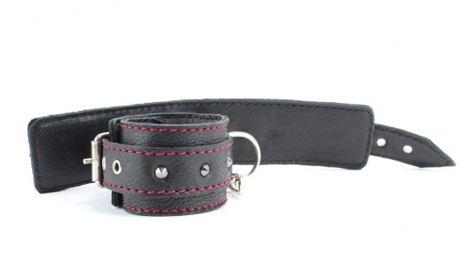 Черные наручники из натуральной кожи на карабинах - БДСМ Арсенал - купить с доставкой в Севастополе