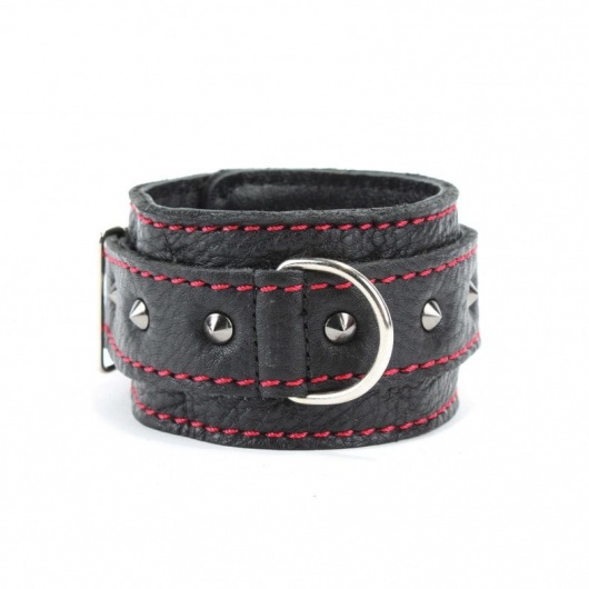 Черные наручники из натуральной кожи на карабинах - БДСМ Арсенал - купить с доставкой в Севастополе