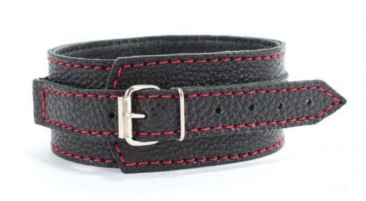 Черный ошейник из натуральной кожи с шипами - БДСМ Арсенал - купить с доставкой в Севастополе