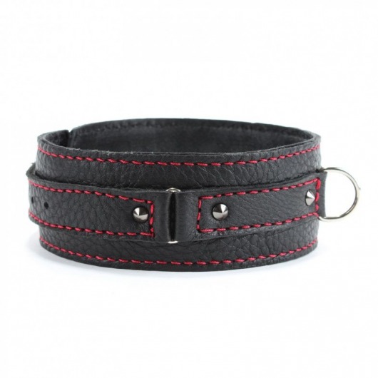 Черный ошейник из натуральной кожи с шипами - БДСМ Арсенал - купить с доставкой в Севастополе