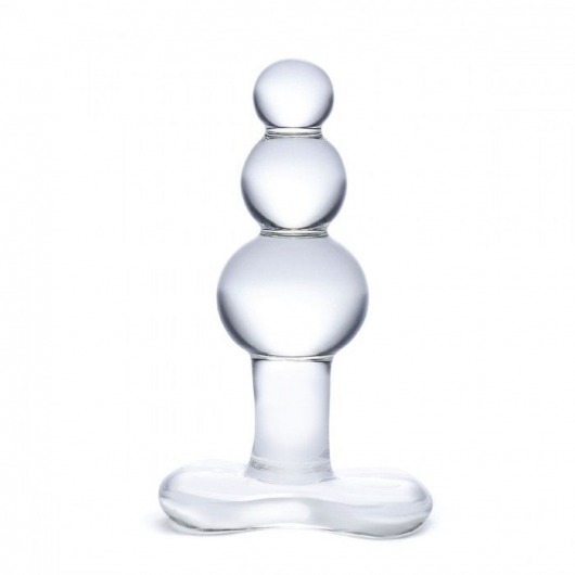 Прозрачная анальная пробка-елочка с 3 шариками Butt Plug with Tapere Base - 11 см. - Glas