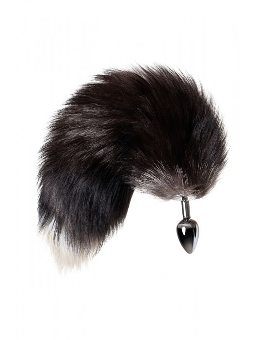 Серебристая металлическая анальная втулка с хвостом чернобурой лисы - размер S - ToyFa - купить с доставкой в Севастополе
