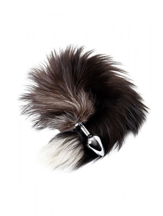 Серебристая металлическая анальная втулка с хвостом чернобурой лисы - размер S - ToyFa - купить с доставкой в Севастополе
