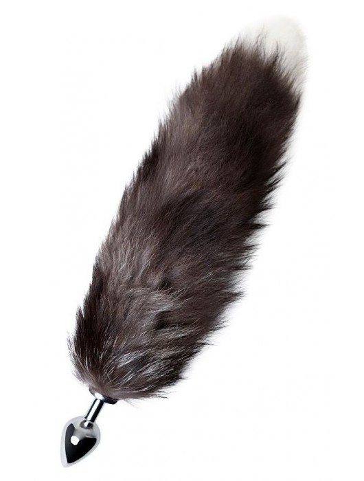 Серебристая металлическая анальная втулка с хвостом чернобурой лисы - размер S - ToyFa - купить с доставкой в Севастополе
