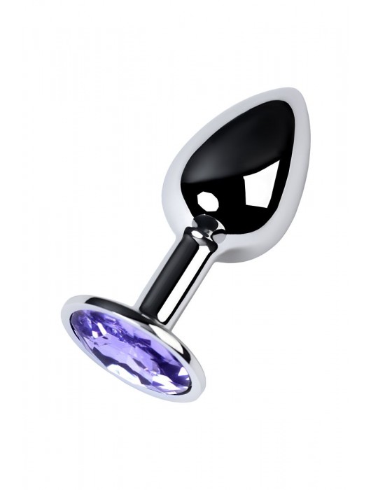 Серебристая конусовидная анальная пробка с фиолетовым кристаллом - 7 см. - ToyFa - купить с доставкой в Севастополе