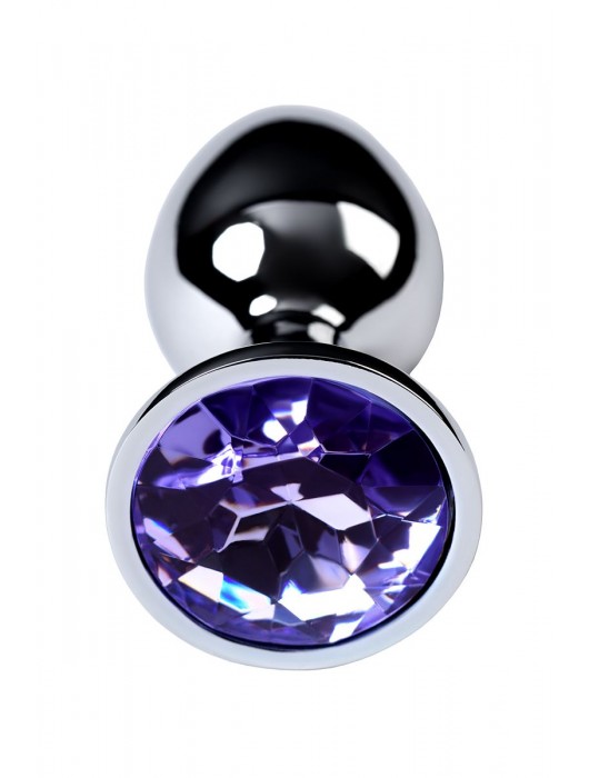 Серебристая конусовидная анальная пробка с фиолетовым кристаллом - 7 см. - ToyFa - купить с доставкой в Севастополе